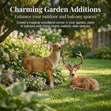 XTAPAN Resin Animals Sculpture Deer Statue Lying Male Deer and Standing Female Deer Living Room and Garden Deer Sculpture