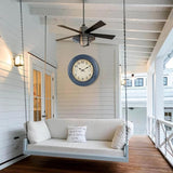 18 Inch Large Outdoor Wall Clock with Thermometer & Hygrometer, Waterproof Retro Blue Garden Clock for Patio, Pool, Backyard, Farmhouse Decor, Silent Non-Ticking