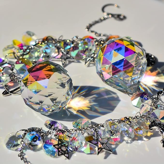Hanging Crystals Suncatchers (40mm ab), Sun Catchers with Crystals Indoor Window, Rainbow Maker Christmas Party Wedding Window Ornament,Pack of 2