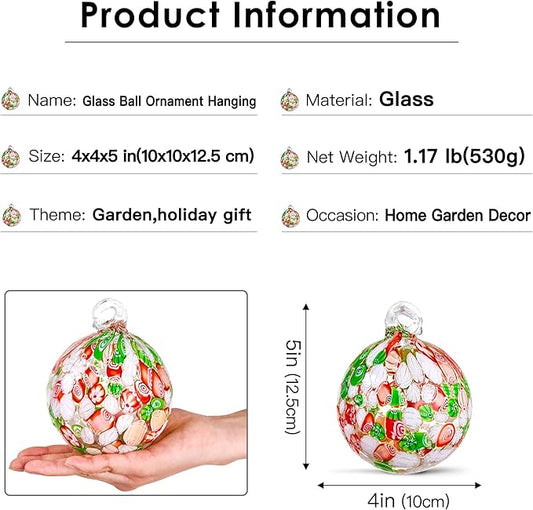 Hand Blown Glass Witch Ball,Glass Ornament Hanging Garden Gazing Ball Indoor Outdoor Home Décor. (3)