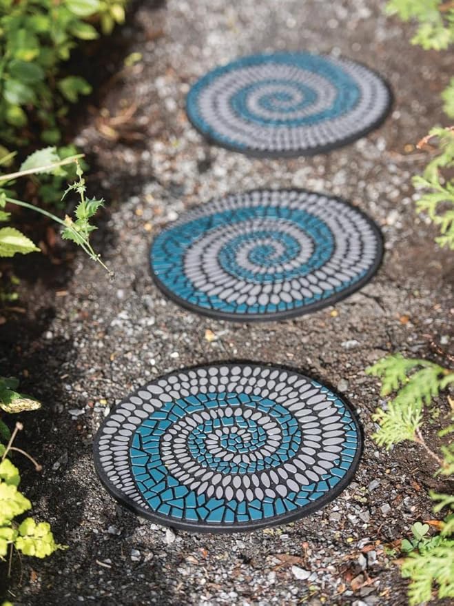 Gardener's Supply Company Recycled Rubber Swirl Stepping Stone for Garden Walkway | Outdoor Patio Décor & Lawn Pathway Landscaping | 12" Diameter x .75" H
