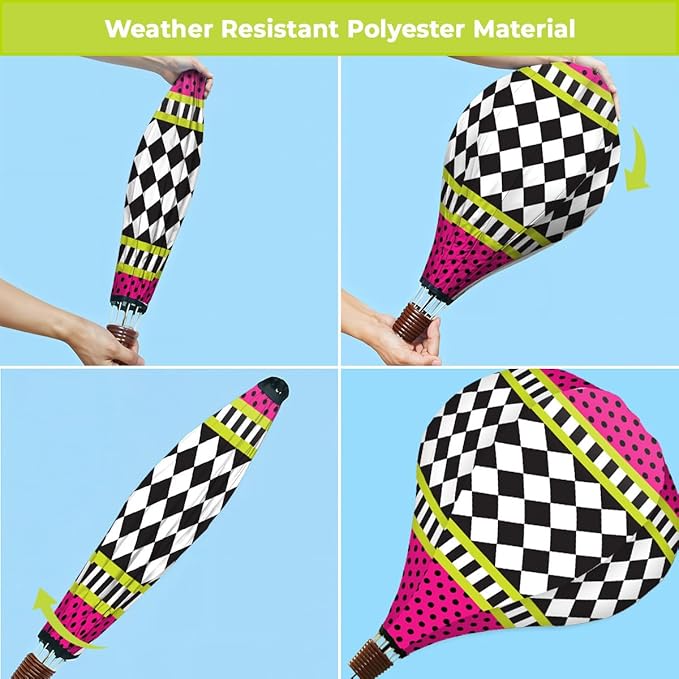 Briarwood Lane Neon Checkerboard Hot Air Balloon Spinner
