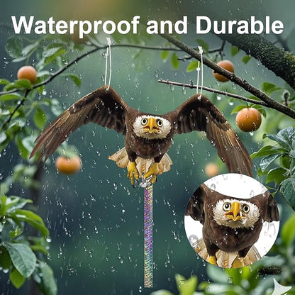4PCS Hanging Fake Hawk to Keep Pigeon Away from Porch Flat Plastic Hawk to Scare Woodpecker Away from Tree with Reflective Tape Garden Owls to Scare Pigeon Squirrel for Patio Yard Fake Hawks Decor