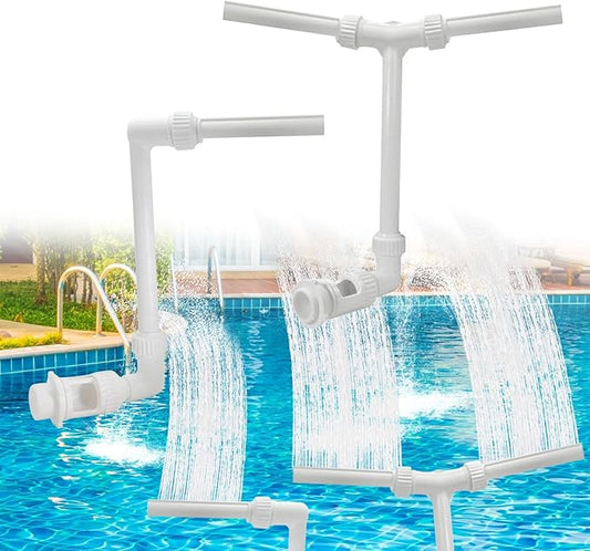 2-Pack Pool Fountain - Dual + Single Spray Water Fountains for Above and In-Ground Pools, Adjustable Swimming Spa Accessories Decoration Summer Water Temperatures Cooling.