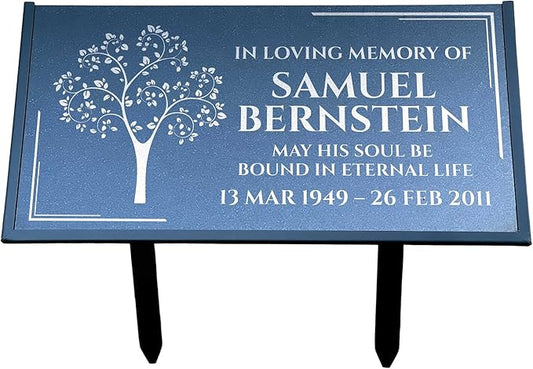 Personalized Black Granite Headstone, Tombstone 12x6 & 24x12 Memorial Grave Marker with Metal Stand, Graveyard Sign