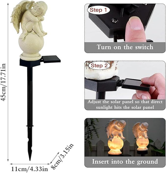 for Angel Lights Solar Stake for Garden, Decorative Stake Light Solar Angel Garden Decor, Waterproof Outdoor Figurine Lights, Angel Statues Light fit Cemetery, Grave, Lawn, Patio, Pathway