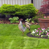 Rooster Garden Statue,12 in 2D Graphic Design Metal Rooster Decor Garden Statue with Stakes,Standing Small Metal Chicken Yard Decor Figurines,Patio Backyard Lawn Home Chicken Sculpture(Not 3D)