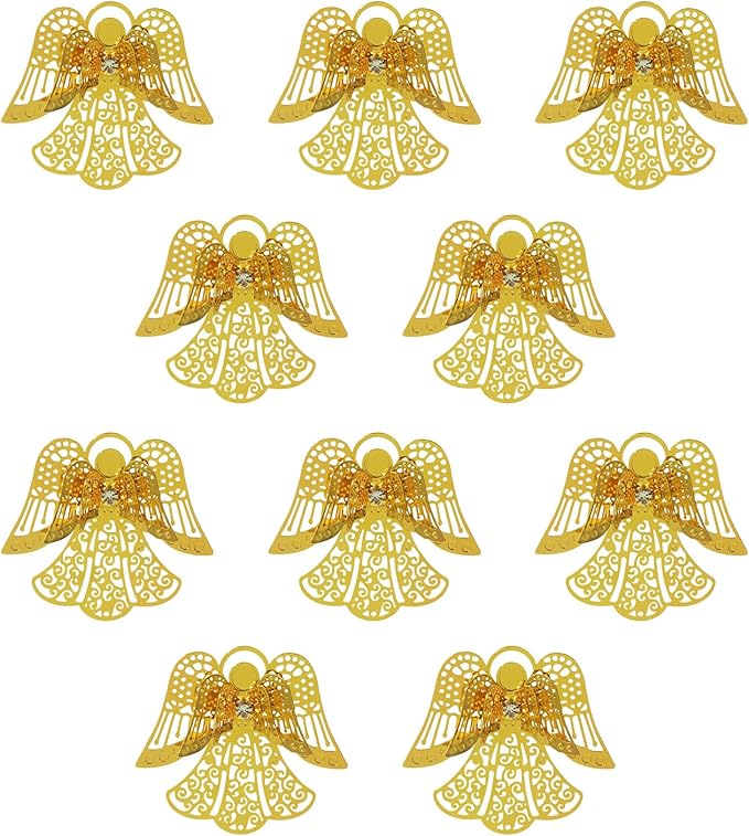 10pcs Gold Angel Shape Suncatcher Hanging Window Pendant DIY Metal Part Ornament Hand-Crafts Gifts