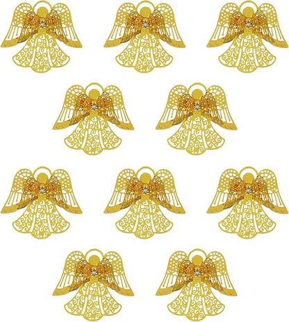 10pcs Gold Angel Shape Suncatcher Hanging Window Pendant DIY Metal Part Ornament Hand-Crafts Gifts