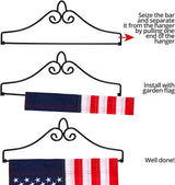 Anley Wrought Iron Garden Flag Hanger - Garden Banner Holder Detached to Use - Rust Resistant & Black Matte Coating(Ideal for Flag/Banner with Width Smaller than 13")