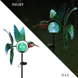 Solar Lights Outdoor Garden Hummingbird Solar Garden Stakes Light Decorative Wind Spinner Pathway Light for Yard Decor Green