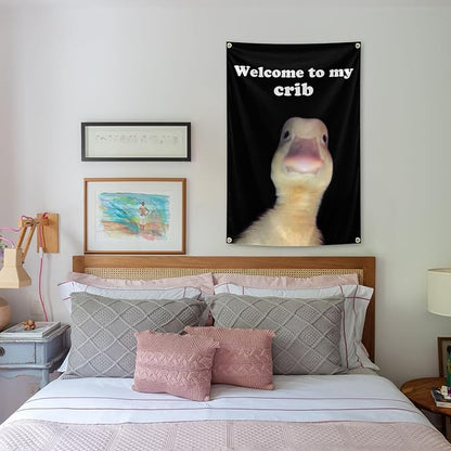 Welcom to My Crib Flag 2x3 Ft Flag with Brass Grommets for Man Cave Teen Boys and Girls College Dorm Room Decor Outdoor Yard Signs Parties