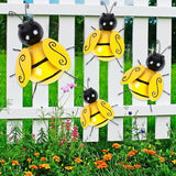 Metal Bumble Bees Garden Outdoor Decor Honey Bee Yard Art Outside Patio Fence Home Wall Decorations (Set of 4)