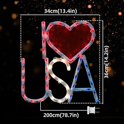 LAMPHOME 50L Patriotic Window Lights, July 4th Independence Day Decorations, Fourth of July USA Window Lights, Outdoor & Indoor 4th of July Window Lights for Home, Porch, Memorial Day Decor