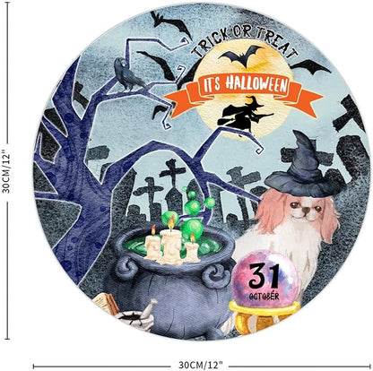 Retro Metal Sign 12"x12",Happy Halloween Scary Night Grave Witch Bats Trick Or Treat Dog Aluminum Tin Metal Sign for Home Living Room Bedroom Garden Farm Patio Decor Wall Art Poster