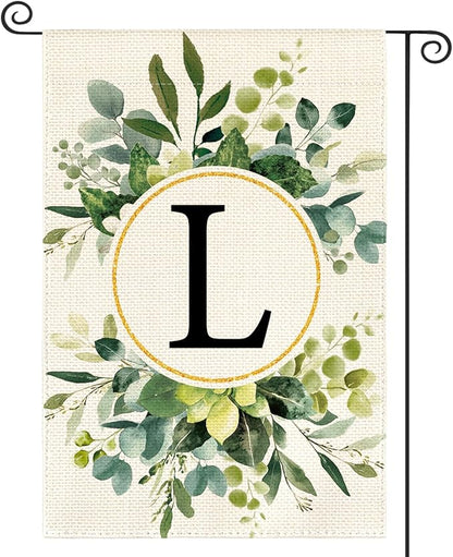 AVOIN colorlife Monogram Letter L Floral Garden Flag 12x18 Inch Double Sided Outside, Family Last Name Initial Yard Outdoor Decoration