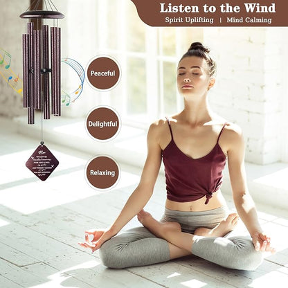 Sympathy Gifts for Loss of Mom, 32" Memorial Wind Chimes for Loss of Mother, Windchimes, Condolence Bereavement Gifts in Memory of Mom (Bronze)