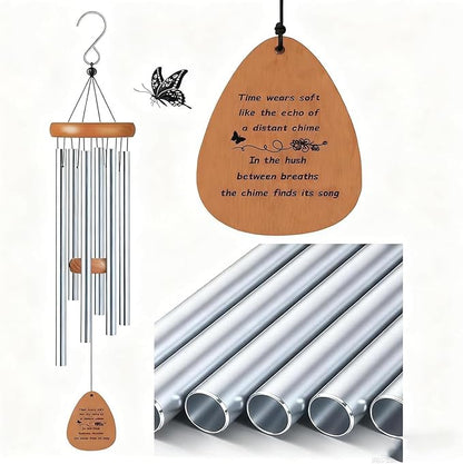 Wind Chimes for Outside, Soothing Melodic Memorial Sympathy Wind Chimes, Create a Zen Atmosphere Suitable Outdoor Garden Decor, Gift for Mom Neighbors Unisex(Silver)
