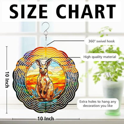 Kangaroo Wind Spinner, Kangaroo Stained Glass Wind Spinner, Wind Sculpture Kangaroo Wind Spinners for Garden Patio Yard Decor