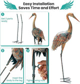 Giantex Crane Garden Statues Set of 2, Standing Metal Crane Sculptures Bird Ornament Yard Decorations for Lawn Backyard Porch Patio Outdoor Decor, with 4 U-Shaped Stakes (Crane)