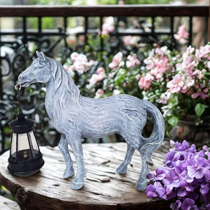Horse Garden Statue with Solar Lantern,Garden Outdoor Horse Figurines Decor for Farmhouse Patio Yard Lawn Home Gifts for Mom Grandma Wome Housewarming Christmas Birthday