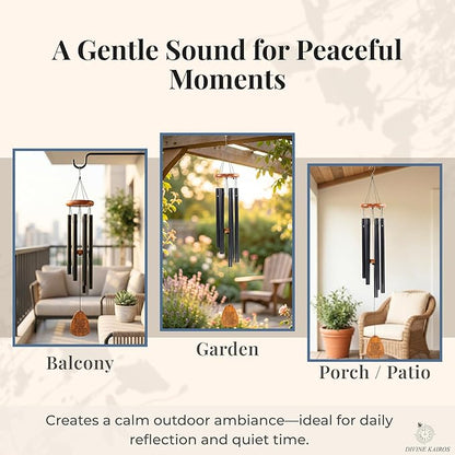 Memorial Wind Chimes for Outside - 28 in. Sympathy Wind Chime Gift with Keepsake Stone & Message Card, Calming Tone, Wood Mute Damper, Garden Porch Patio Decor