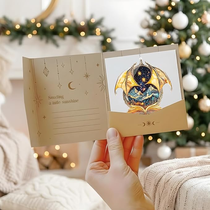 Bookish Dragon Acrylic Suncatcher, Boho Suncatchers for Window Hanging Ornament, Art Garden Decor for Book Lover Reader Bookworm, Gifts for Mother's Day, Mom, Grandma, Wife, Women, Nana