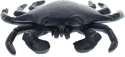Top Brass Blue Crab Key Hider Figurine - Cast Iron with Secret Compartment - Indoor Trinket Box/Outdoor Garden Statue