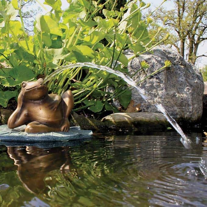 Aquascape Lazy Frog on Lily Pad Spitter Fountain for Ponds and Water Gardens, 78311