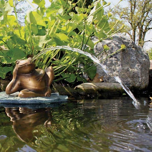 Aquascape Lazy Frog on Lily Pad Spitter Fountain for Ponds and Water Gardens, 78311