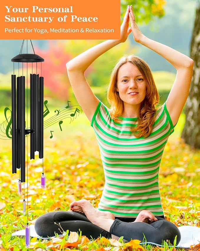 48" Wind Chimes with Large Sun Catcher Prisms Crystal, Deep Bass Tone and Professional Tuned Aluminum Wind Chimes for Patio Garden Memorial, Sympathy Gift for Loss of Loved One, Housewarming Gift