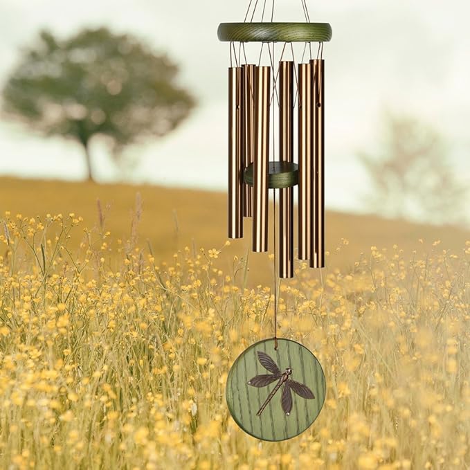 Woodstock Chimes Signature Collection, Woodstock Habitats Chime, 17'' Green, Dragonfly Habitats and Nature Wind Chimes for Outdoor, Patio, Home or Garden Décor (HCGD)