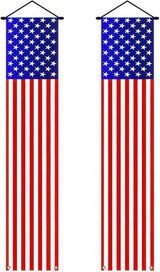 BlissYard 2Pcs Patriotic Decor Door Banner USA Independence American Flag Banners Hanging Porch Signs for Memorial Day Veterans Day Labor Days 4th of July Decorations for Yard Indoor Outdoor Supplies