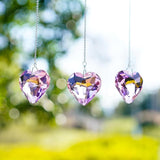 H&D HYALINE & DORA Pink Heart Crystals Suncatcher Hanging Heart Sun Catcher with Chain Pendant Ornament for Window Home Garden Christmas Tree Party Wedding Decor(3 Pack)
