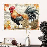 Retro Metal Signs Rooster and Manuscript,Rustic Tin sign Wall Art for Farmhouse & Vintage Decor for farm,Yard,cafe,Patio,home,Exquisite artistic plaque,Decorative posters,6X8 inch