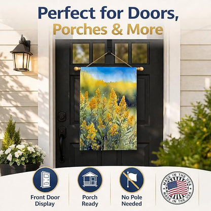 Caroline's Treasures Nebraska Goldenrod in Watercolor House Flag Large Porch Sleeve Pole Decorative Outside Yard Banner Artwork Wall Hanging, Polyester, House Size, Multicolor