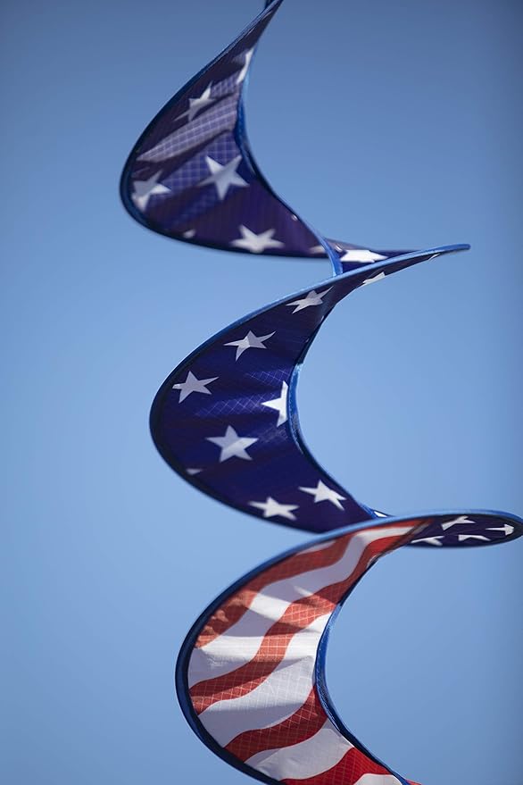 In the Breeze 5175 24" Stars and Stripes Curlie Spinner-Outdoor Hanging Decoration