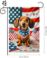 BlissYard Patriotic American Flag Dachshund Dog 4th Of July Garden Flag 12x18 Inch Double Sided Vertical Decoration Yard Small Flag Outside Holiday Seasonal Outdoor for Independence Day Memorial Day