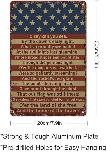American Flag Star Spangled Banner Metal Signs Are For Home Patios, Terraces, Bars, Wall Decorations And Are 12x8 Inch In Size