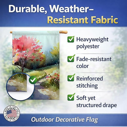 Caroline's Treasures North Carolina Dogwoods in Watercolor House Flag Large Porch Sleeve Pole Decorative Outside Yard Banner Artwork Wall Hanging, Polyester, House Size, Multicolor