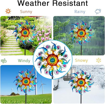 Wind Spinner Outdoor,Kinetic Metal Wind Spinner for Yard,Rustproof＆Waterproof Windmill,Wind Sculptures for Yard Decor 13 * 57 Inches