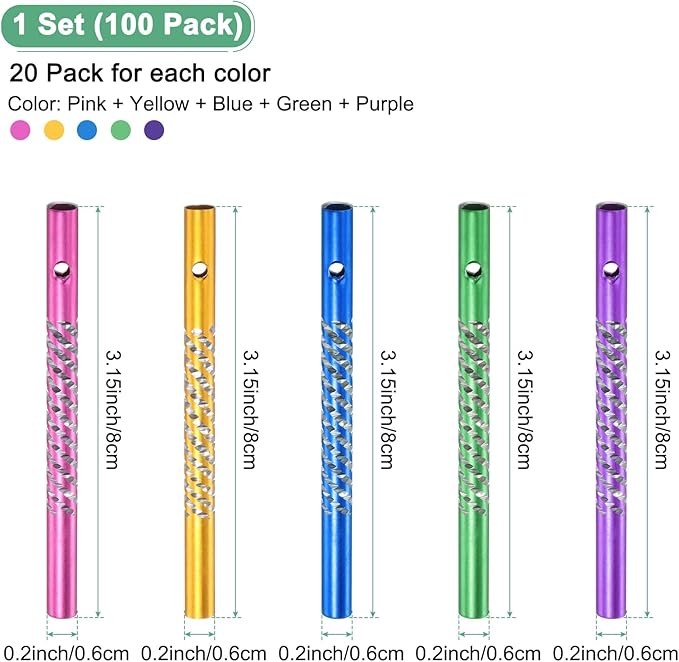 M METERXITY 100-Pack Wind Chime Tubes, Aluminum Wind Chime Empty Tubes, Metal Wind Bell for Outside/Arts and Crafts/DIY Home Garden Outdoor Hanging Decorations [Green+Pink+Blue+Yellow+Purple]