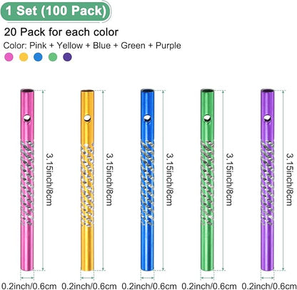 M METERXITY 100-Pack Wind Chime Tubes, Aluminum Wind Chime Empty Tubes, Metal Wind Bell for Outside/Arts and Crafts/DIY Home Garden Outdoor Hanging Decorations [Green+Pink+Blue+Yellow+Purple]