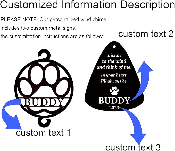 Personalized Pet Memorial Wind Chimes, Custom Wind Chime, Loss of Dog Sympathy Gift, Loss of Pet Sympathy Gift, Memorial Wind Chimes Gifts for Dog