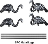 GiftExpress 4-Pack Small Halloween Black Flamingo Skeleton, Zombie Flamingos, Skull Flamingo with Stakes for Halloween Lawn Ornaments, Spooky Graveyard Decorations