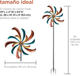 Alpine Corporation 63" Tall Outdoor Curved Blade Windmill Stake Kinetic Spinner, Multicolor