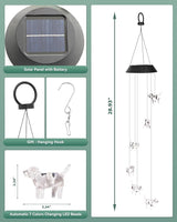 DOUBLEZHE Solar Wind Chimes for Outside, Color Changing Dog Wind Chime Outdoor Clearance, Birthday Gifts for Mom Women Grandma Wife Girls, Unique Garden Decor Colorful Patio Yard Party Decoration