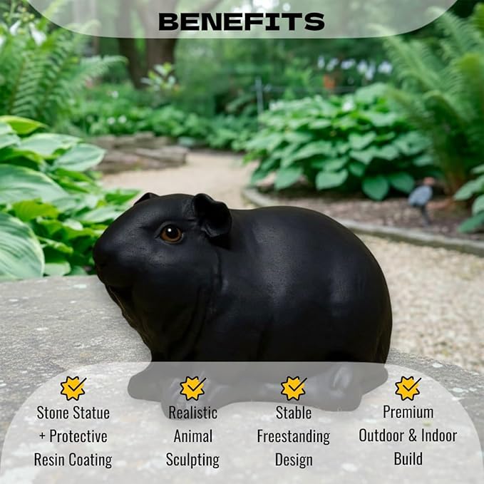 OLOMA Detailed Guinea Pig Decorative Statue Solid Concrete Animal Sculpture with Protective Resin Coating Durable Garden Lawn Patio Porch Indoor Decorative Accent
