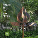 Wind Spinners Outdoor - Large Tulip Metal Bronze Color Wind Sculptures & Spinner, Kinetic Gift Ideal Windmill Decor for Garden and Yard (75 inch Height)