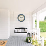 Outdoor Clocks Waterproof with Thermometer Combo Rustic Coastal Beach Wall Clock Decor for Bathroom Patio Pool (8 Inch,Blue)
